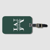 Gepersonaliseerd Elegant Emerald Green Monogram & Bagagelabel (Voorkant (horizontaal))