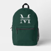 Gepersonaliseerd Elegant Emerald Green Monogram &  Bedrukte Rugzak (Voorkant)