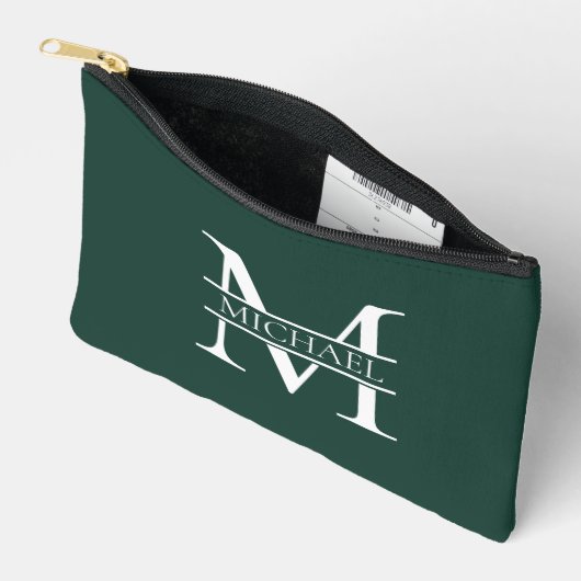 Gepersonaliseerd Elegant Emerald Green Monogram &  Etui (Open)