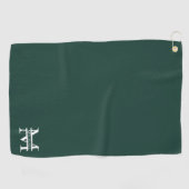 Gepersonaliseerd Elegant Emerald Green Monogram &  Golfhanddoek (Horizontaal)