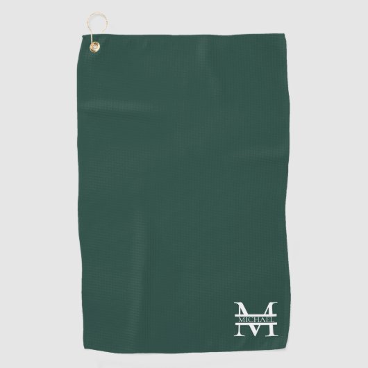 Gepersonaliseerd Elegant Emerald Green Monogram &  Golfhanddoek (Voorkant)