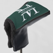 Gepersonaliseerd Elegant Emerald Green Monogram & Golfheadcover (3/4 voorkant)