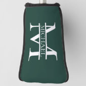 Gepersonaliseerd Elegant Emerald Green Monogram & Golfheadcover (Draai 90)
