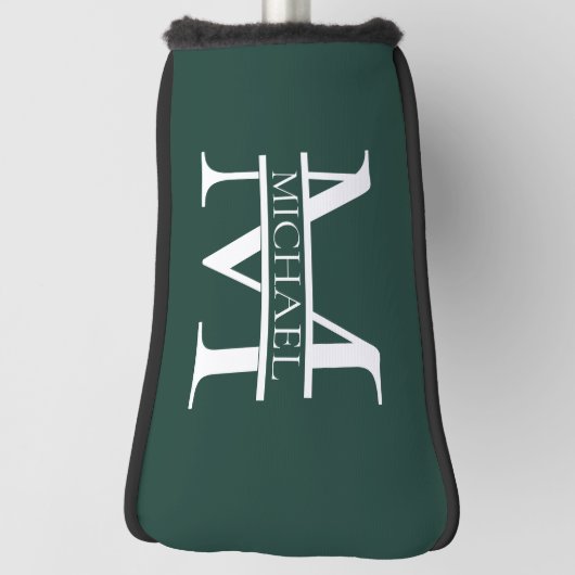 Gepersonaliseerd Elegant Emerald Green Monogram & Golfheadcover (Draai 90)