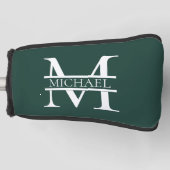 Gepersonaliseerd Elegant Emerald Green Monogram & Golfheadcover (Voorkant)