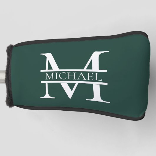 Gepersonaliseerd Elegant Emerald Green Monogram &  Golfheadcover (Voorkant)