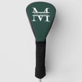 Gepersonaliseerd Elegant Emerald Green Monogram &  Golfheadcover