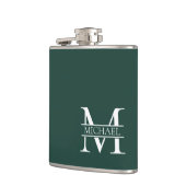 Gepersonaliseerd Elegant Emerald Green Monogram &  Heupfles (Links)