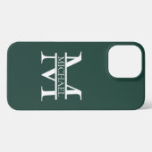 Gepersonaliseerd Elegant Emerald Green Monogram &  iPhone Hoesje (Achterkant horizontaal)