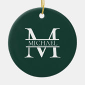 Gepersonaliseerd Elegant Emerald Green Monogram &  Keramisch Ornament (Voorkant)