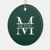 Gepersonaliseerd Elegant Emerald Green Monogram &  Keramisch Ornament (Links)