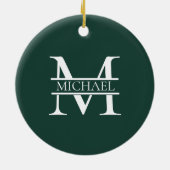 Gepersonaliseerd Elegant Emerald Green Monogram &  Keramisch Ornament (Achterkant)