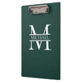 Gepersonaliseerd Elegant Emerald Green Monogram & Klembord (Links)