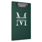 Gepersonaliseerd Elegant Emerald Green Monogram & Klembord (Rechts)