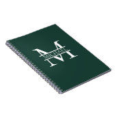 Gepersonaliseerd Elegant Emerald Green Monogram & Notitieboek (Rechterzijde)