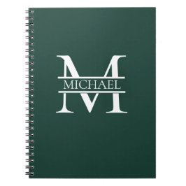 Gepersonaliseerd Elegant Emerald Green Monogram &  Notitieboek