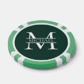 Gepersonaliseerd Elegant Emerald Green Monogram & Poker Chips (Enkel)