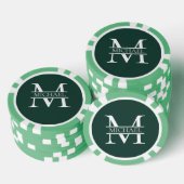 Gepersonaliseerd Elegant Emerald Green Monogram &  Poker Chips (Opstapeling)