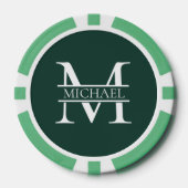 Gepersonaliseerd Elegant Emerald Green Monogram & Poker Chips (Voorkant)