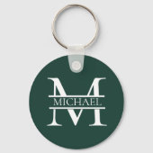 Gepersonaliseerd Elegant Emerald Green Monogram &  Sleutelhanger (Voorkant)