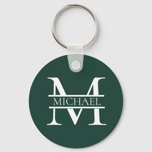 Gepersonaliseerd Elegant Emerald Green Monogram &  Sleutelhanger (Voorkant)