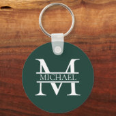 Gepersonaliseerd Elegant Emerald Green Monogram &  Sleutelhanger (Achterkant)