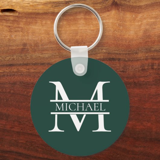 Gepersonaliseerd Elegant Emerald Green Monogram &  Sleutelhanger (Achterkant)