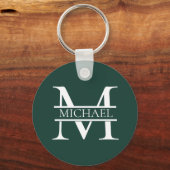 Gepersonaliseerd Elegant Emerald Green Monogram &  Sleutelhanger (Voorkant)