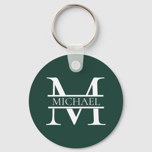 Gepersonaliseerd Elegant Emerald Green Monogram &  Sleutelhanger (Achterkant)