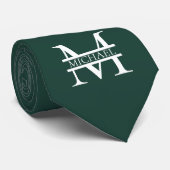 Gepersonaliseerd Elegant Emerald Green Monogram &  Stropdas (Opgerold)