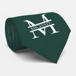 Gepersonaliseerd Elegant Emerald Green Monogram &  Stropdas