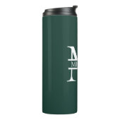 Gepersonaliseerd Elegant Emerald Green Monogram & Thermosbeker (Gedraaid links)