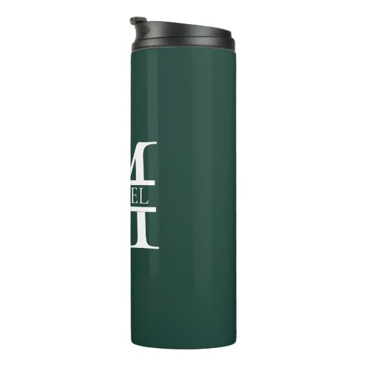 Gepersonaliseerd Elegant Emerald Green Monogram &  Thermosbeker (Geroteerd rechts)