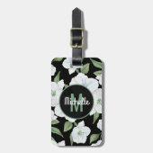 Gepersonaliseerd Elegant Floral Travel Monogram Bagagelabel (Voorkant verticaal)