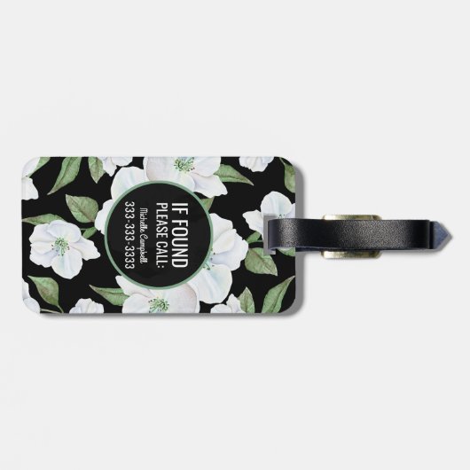 Gepersonaliseerd Elegant Floral Travel Monogram Bagagelabel (Achterkant horizontaal)