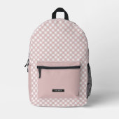 Gepersonaliseerd Elegant Gedempt Roze Plaid Patroo Bedrukte Rugzak (Voorkant)