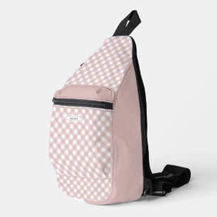Gepersonaliseerd Elegant Gedempt Roze Plaid Patroo Sling Bag