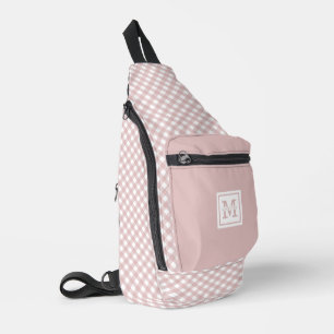 Gepersonaliseerd Elegant Gedempt Roze Plaid Patroo Sling Bag