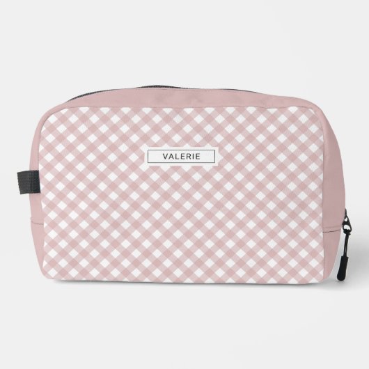 Gepersonaliseerd Elegant Gedempt Roze Plaid Patroo Toilettasje (Voorkant)