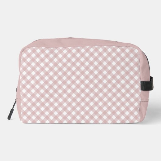 Gepersonaliseerd Elegant Gedempt Roze Plaid Patroo Toilettasje (Achterkant)