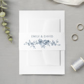 Gepersonaliseerd Elegant gegraveerd Blauwe Bloem Uitnodigingen Wikkel