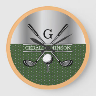 Gepersonaliseerd Elegant Golf Monogram Logo Grote Klok