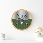 Gepersonaliseerd Elegant Golf Monogram Logo Grote Klok (Huis)