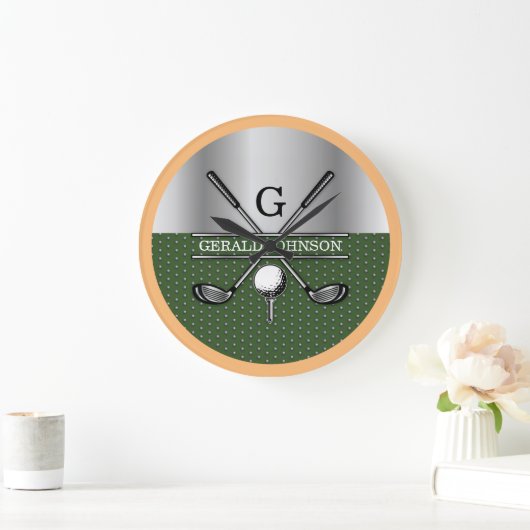 Gepersonaliseerd Elegant Golf Monogram Logo Grote Klok (Huis)