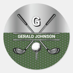 Gepersonaliseerd Elegant Golf Monogram Logo Ronde Sticker