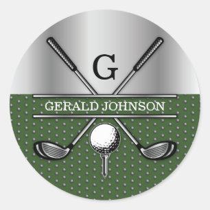 Gepersonaliseerd Elegant Golf Monogram Logo Ronde Sticker