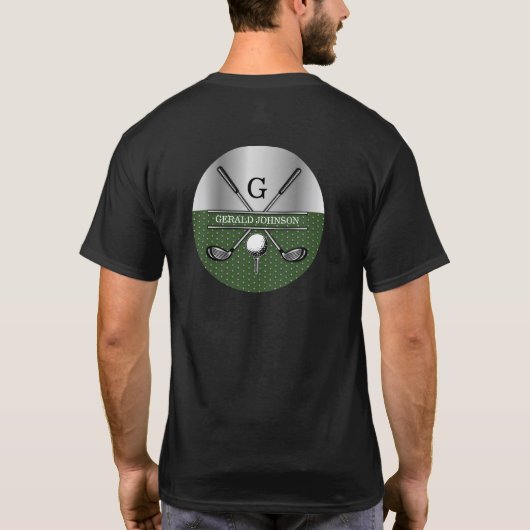 Gepersonaliseerd Elegant Golf Monogram Logo T-shirt (Achterkant)
