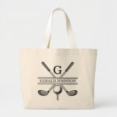 Gepersonaliseerd Elegant Golf Monogram Ontwerp Grote Tote Bag (Voorkant)