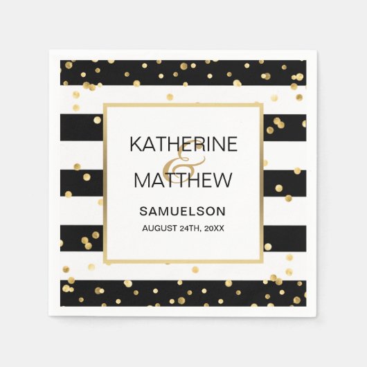 Gepersonaliseerd Elegant Goud Confetti Trouwpapier Servet (Voorkant)