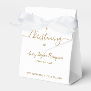 Gepersonaliseerd Elegant Goud Kruis doopschrift Bedankdoosjes